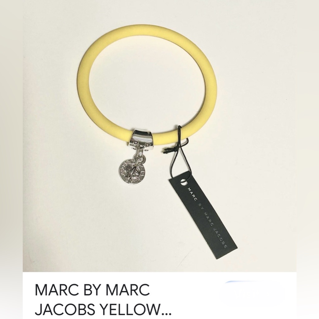 Marc By Marc Jacobs Yellow Elastic Silicone Bracelet W/Charm (Nwt $28)
